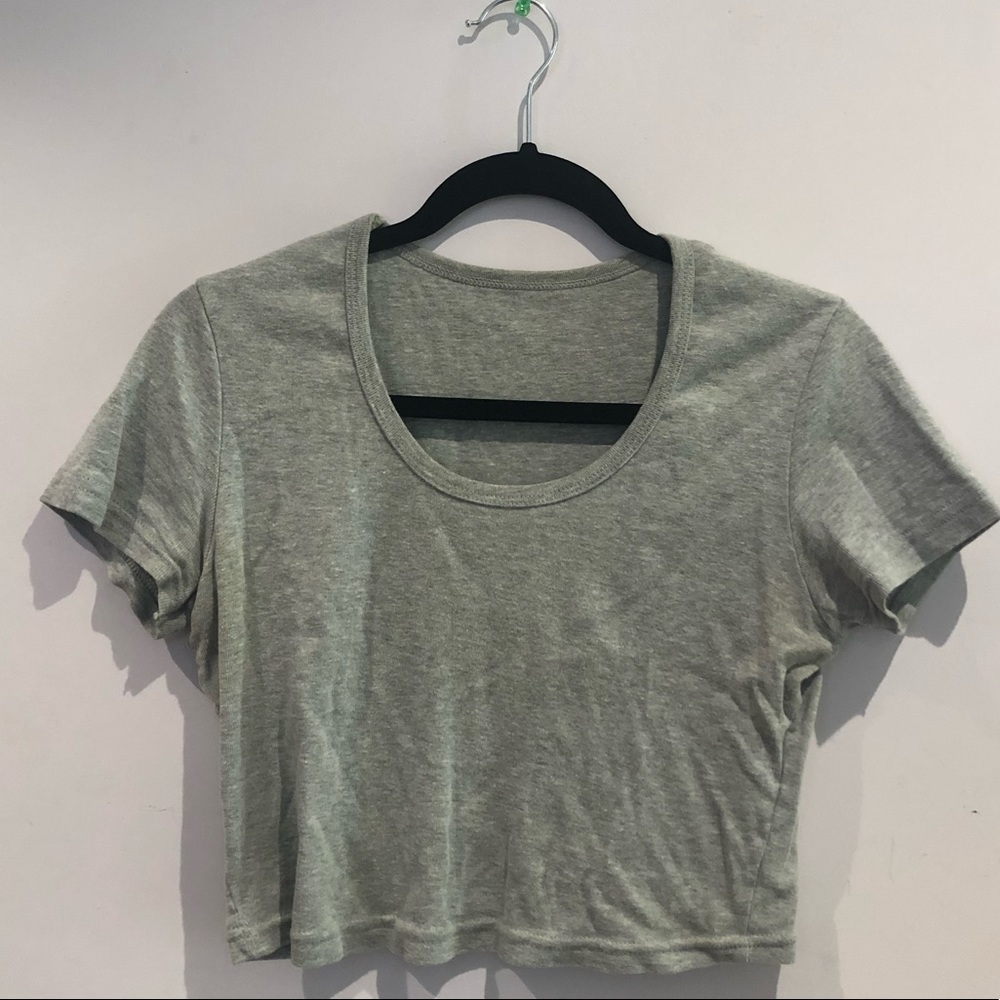 AMERICAN APPAREL GRAY CROP TEE SHIRT
